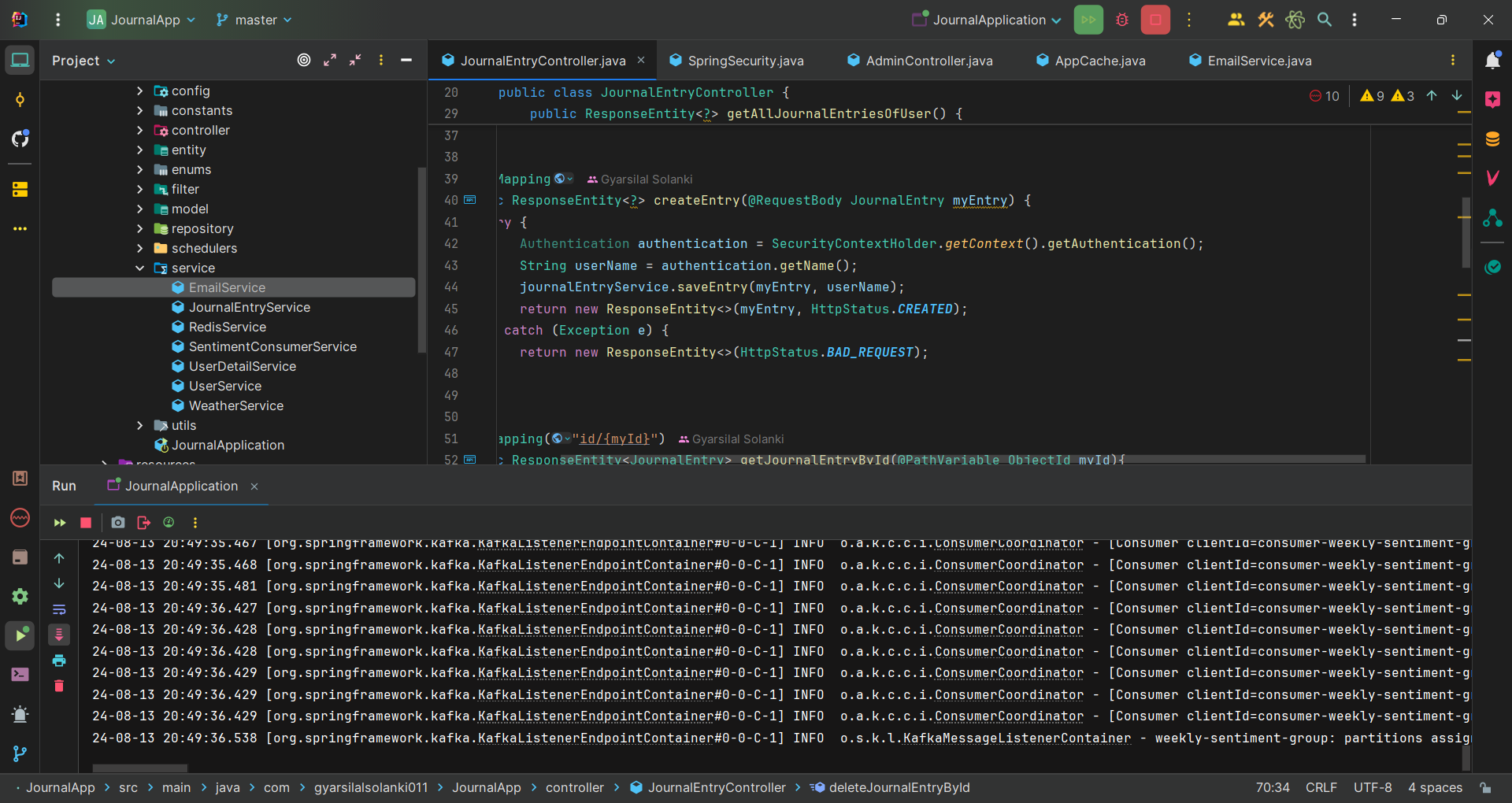 Journal App screenshot